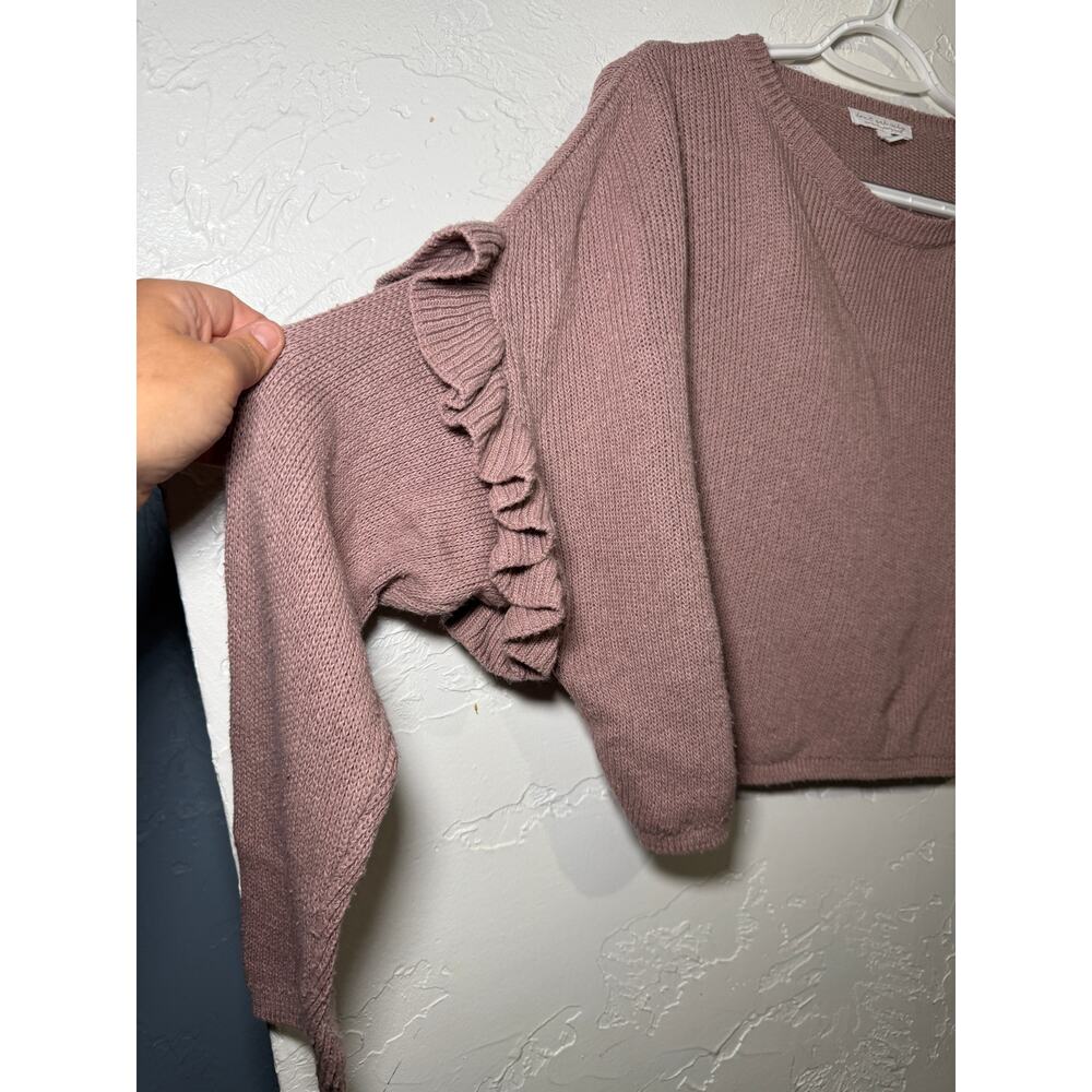 Dont ask why ruffle sleeve slouchy waffle knit cropped sweater womens boho‎ - Picture 2 of 7